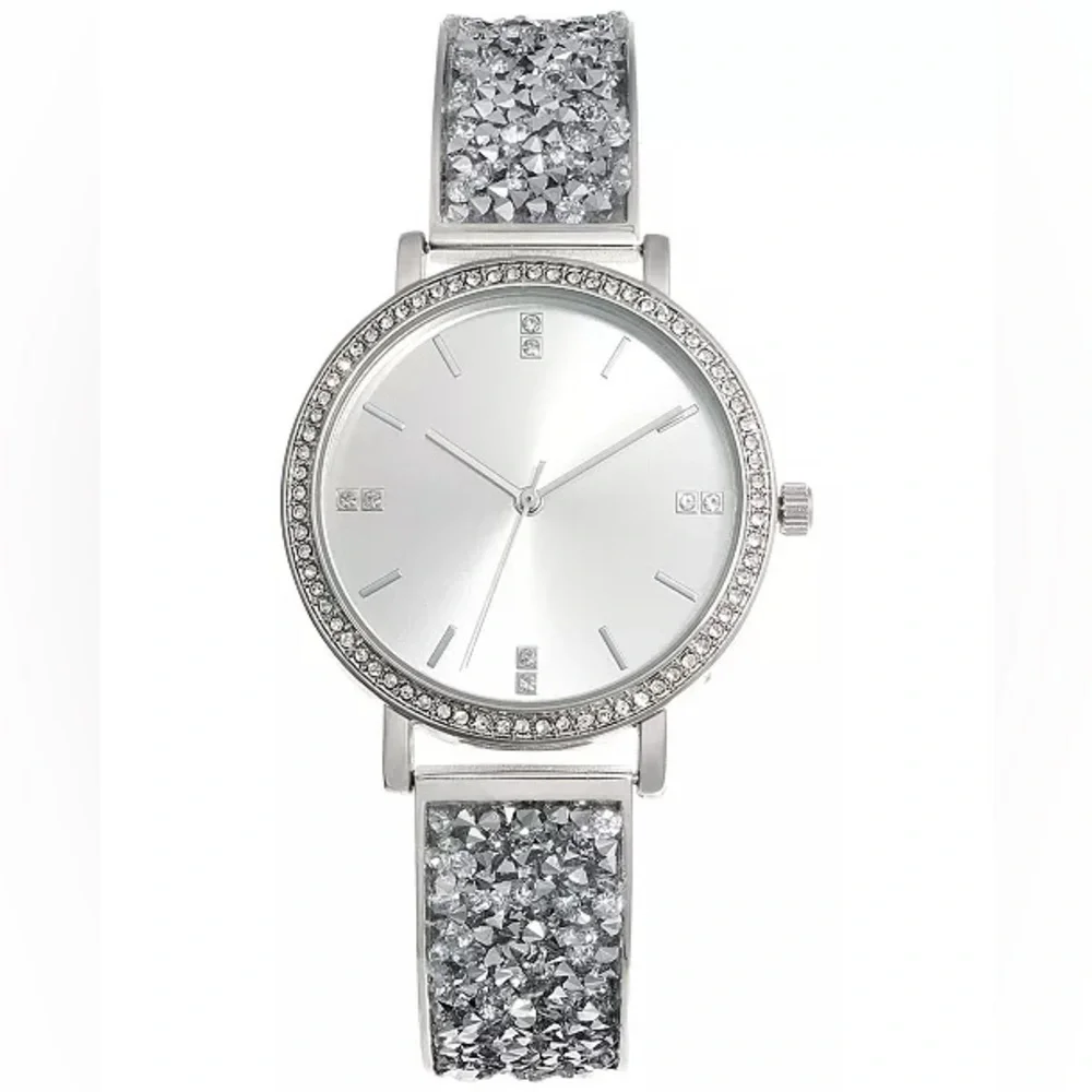 NIB Women's Druzy Stone Silver-Tone Bracelet Watch